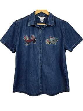 Northern Reflections Lightweight Denim button down with embroidered detail L